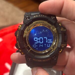 Activa Black and Gold Digital Smartwatch
